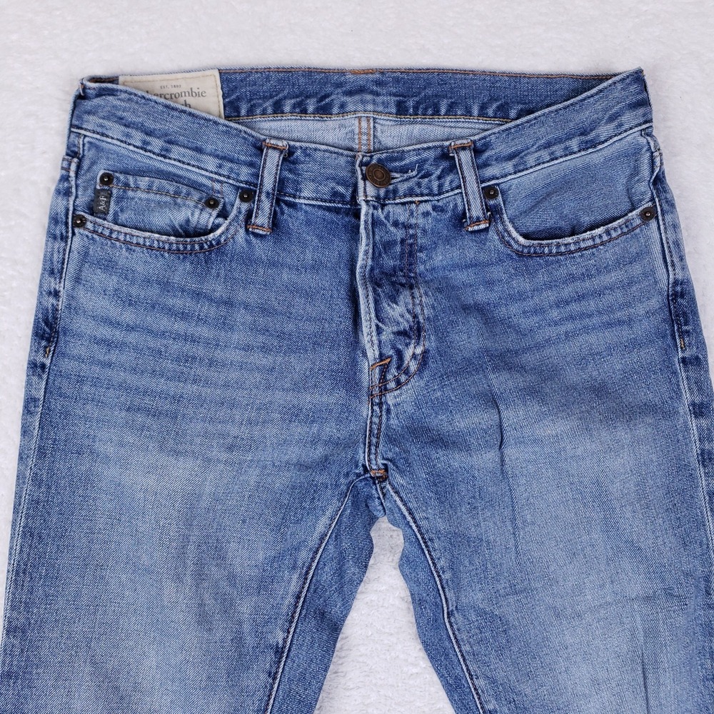 Abercrombie & Fitch Distressed Button Fly Jeans 30x30 Blue - Picture 2 of 12